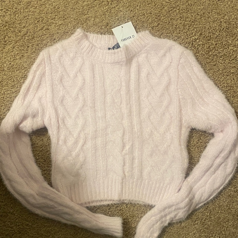 Forever 21 Light Pink Cable Knit Sweater